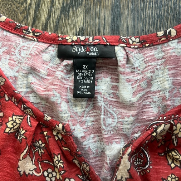 Style & Co. Red Floral Blouse - Picture 2 of 4